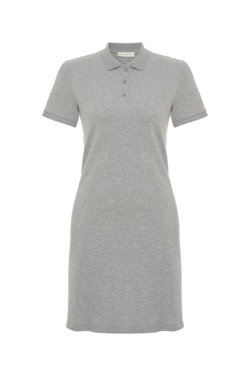  POLO YAKA KISA KOLLU MİNİ ELBİSE