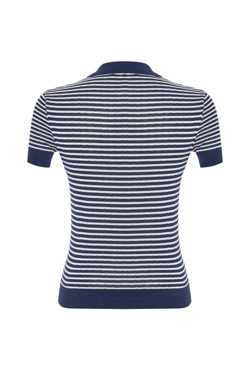 POLO YAKA ÇİZGİLİ KISA KOLLU TRİKO KAZAK