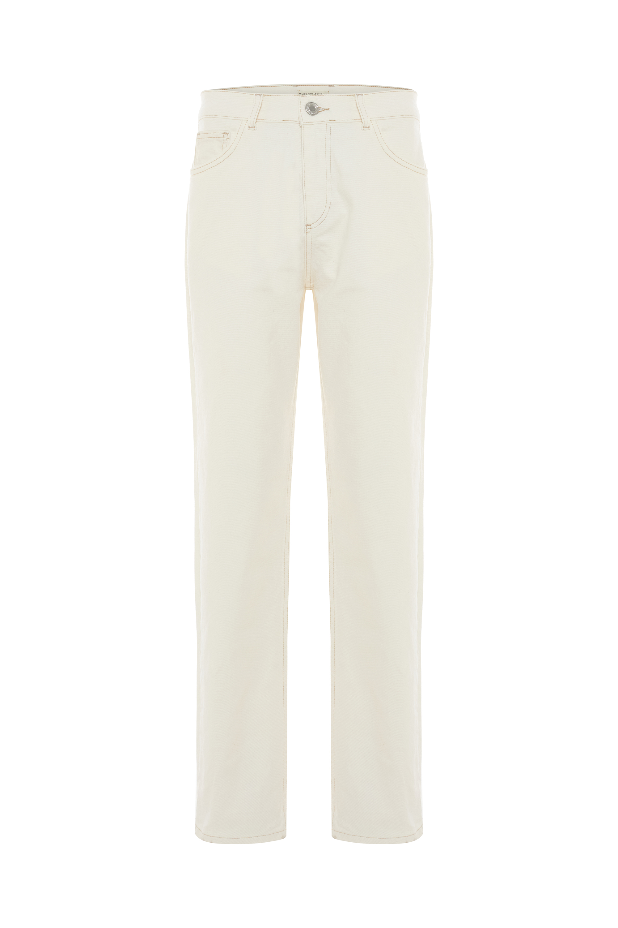 Erkek Kırık Beyaz Straight Fit Pantolon