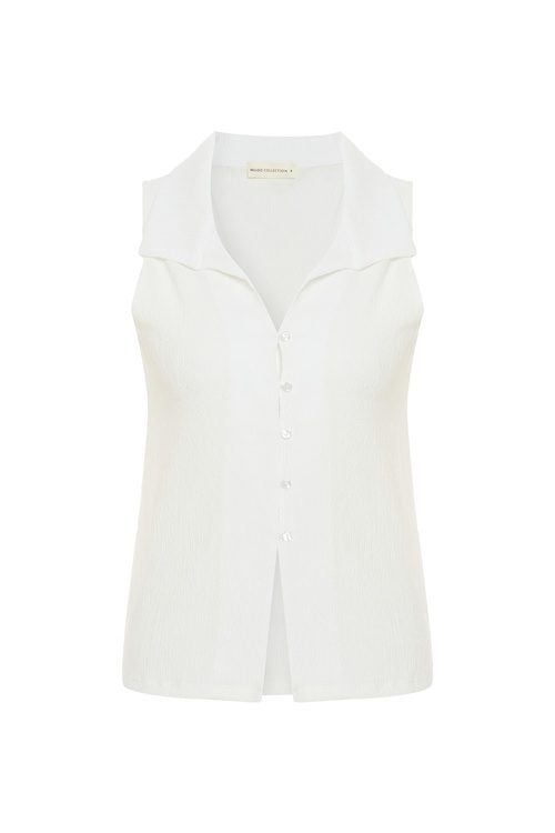 V YAKA KOLSUZ FITTED BLUZ