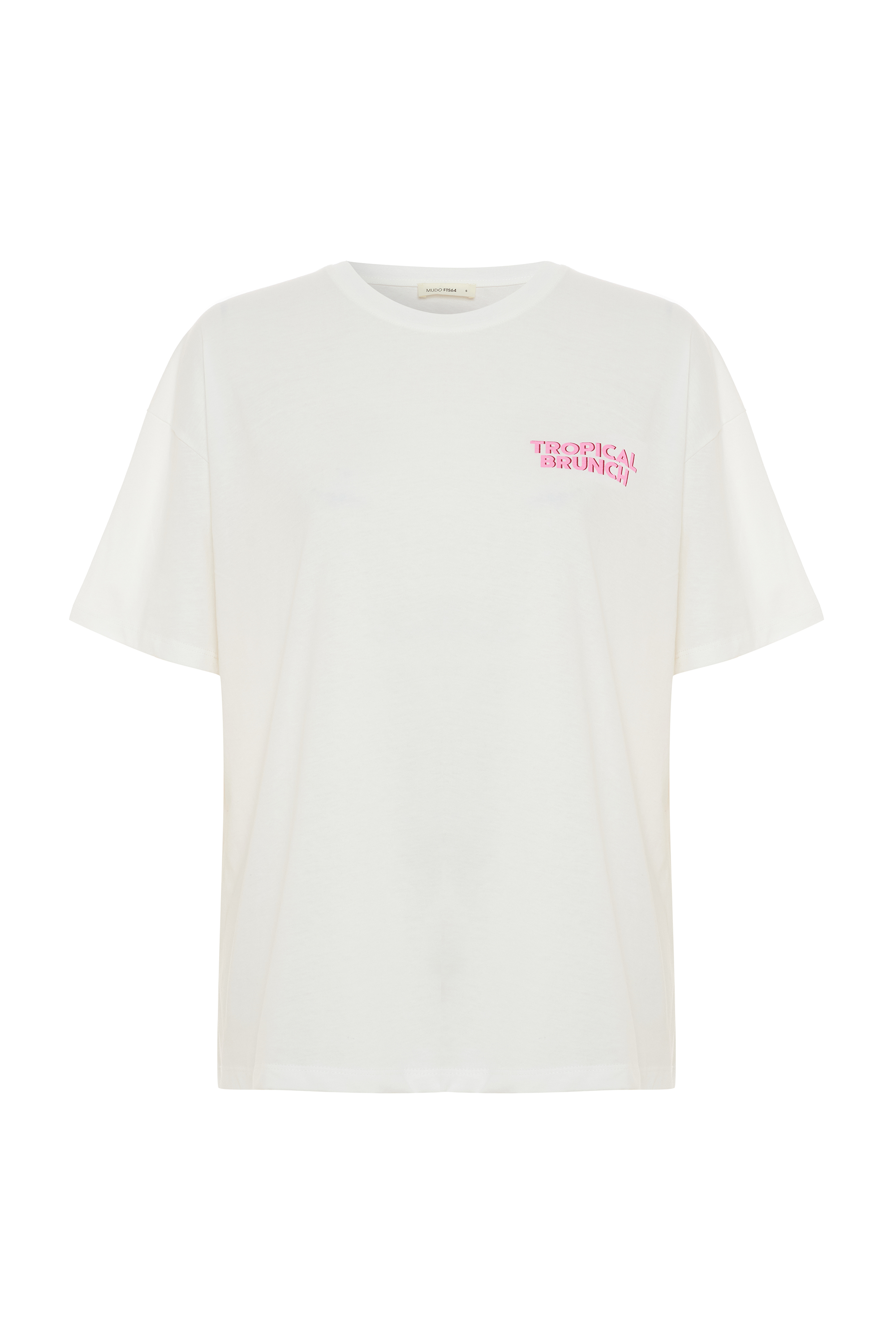 LOOSE FIT BASKILI BİSİKLET YAKA T-SHIRT