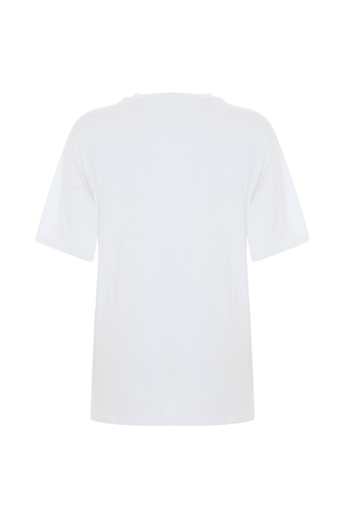  LOOSE FIT ETNİK BASKILI BİSİKLET YAKA T-SHIRT