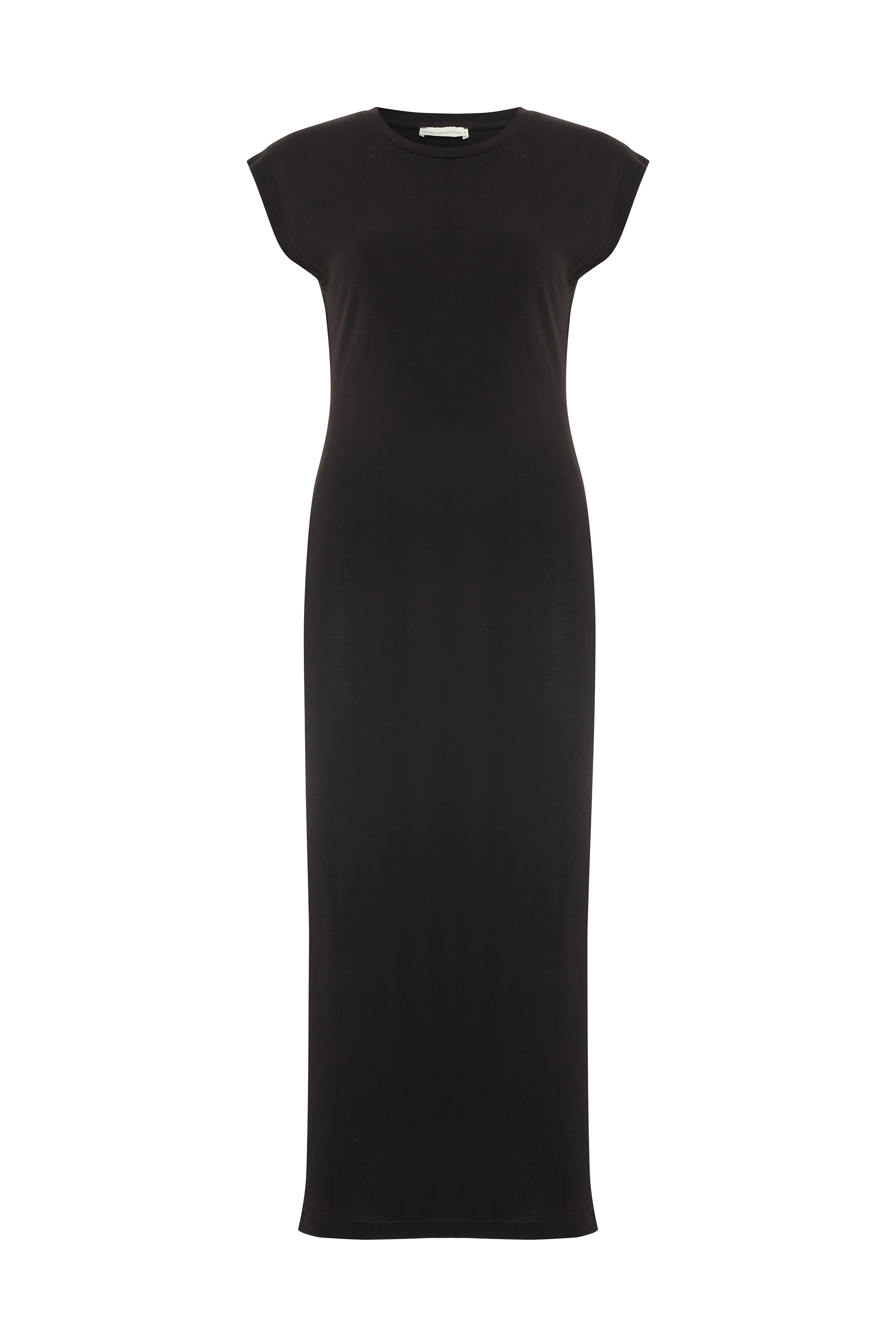 KISA KOLLU YIRTMAÇLI DAR MİDİ ELBİSE