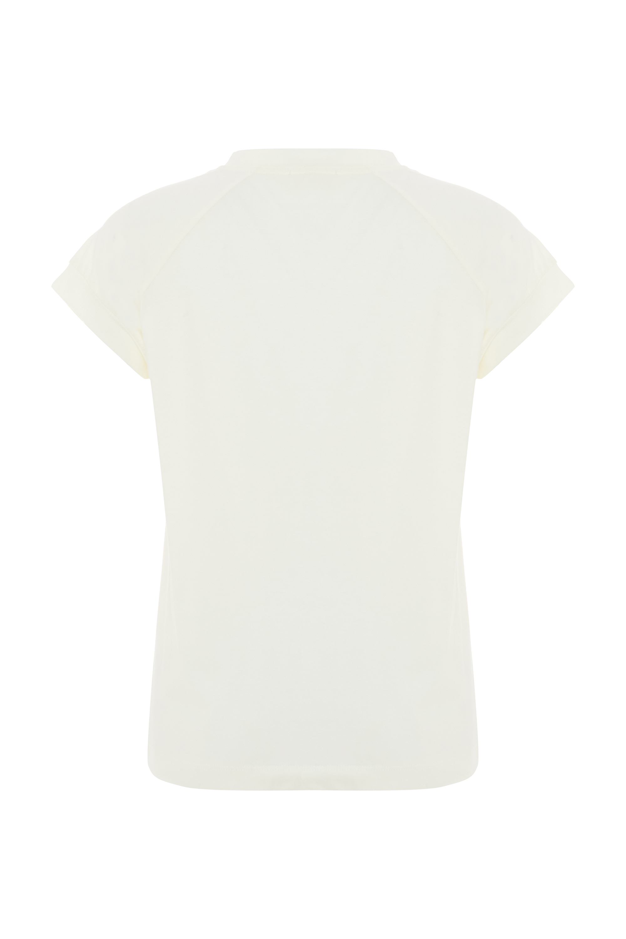 Kadın Ekru Dik Yaka Kısa Kollu T-Shirt