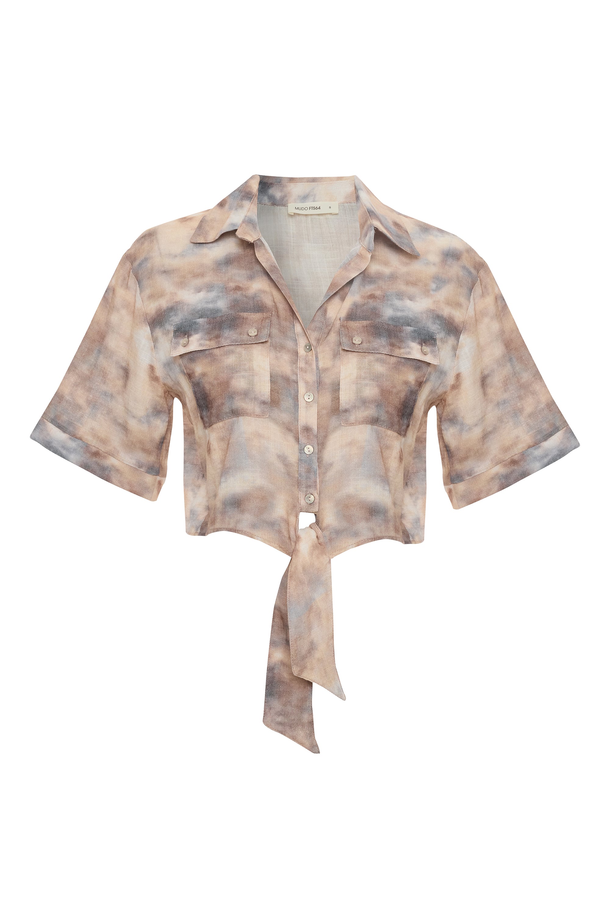 BASKILI BAĞLAMALI GÖMLEK BLUZ