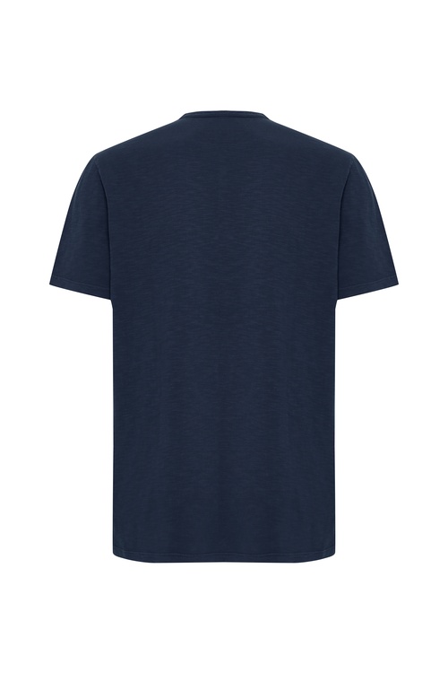  Erkek İndigo Düğmeli Henley Yaka T-Shirt