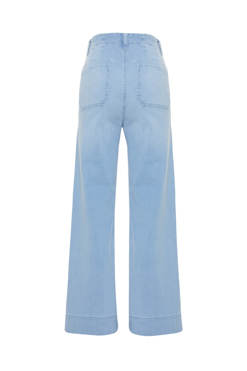  ÖN CEPLİ CROPPED FLARE JEAN PANTOLON