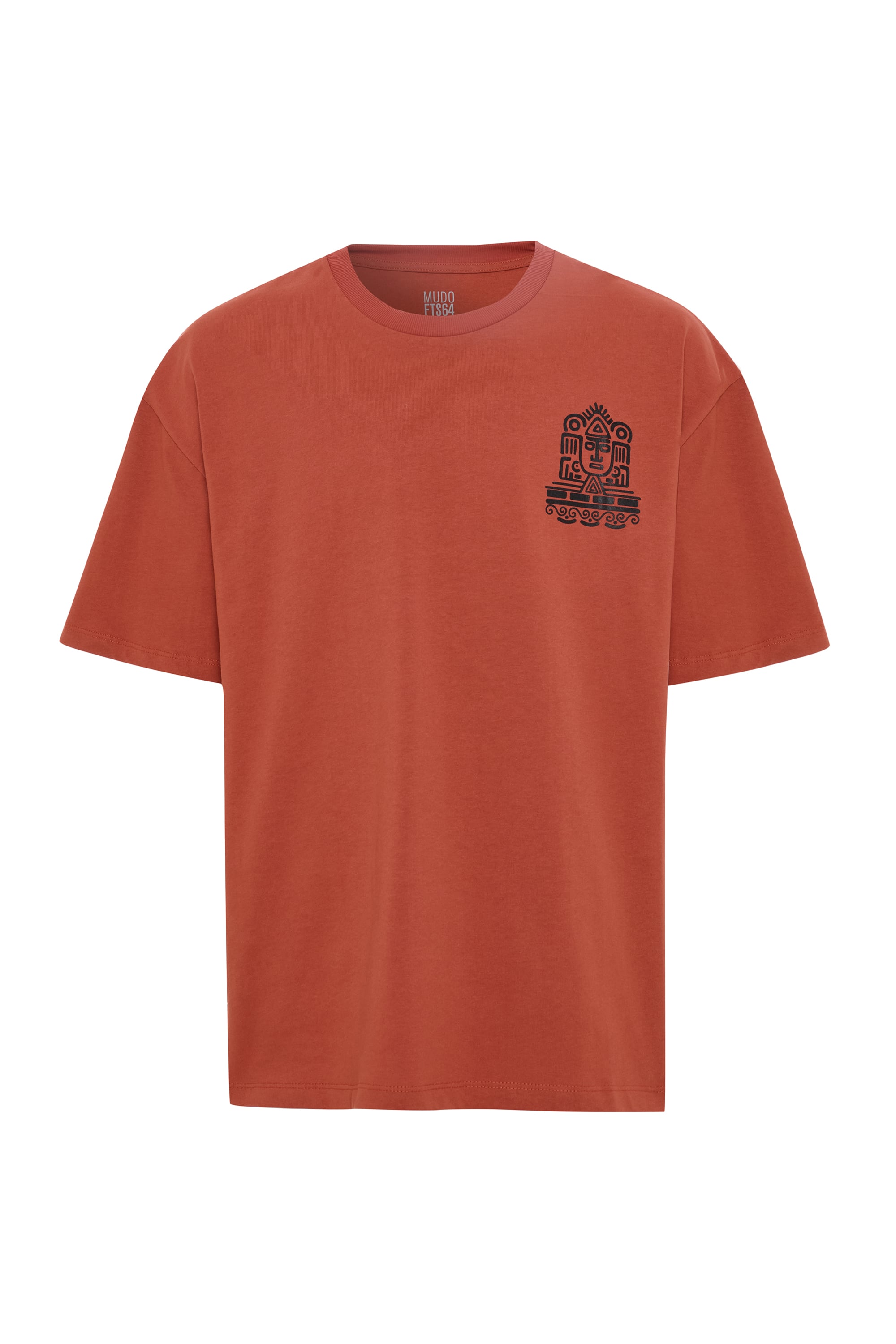 ETNİK BASKILI BİSİKLET YAKA T-SHIRT