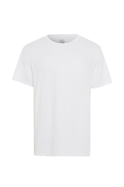 Mudo Erkek Beyaz Kısa Kollu Bisiklet Yaka T-Shirt