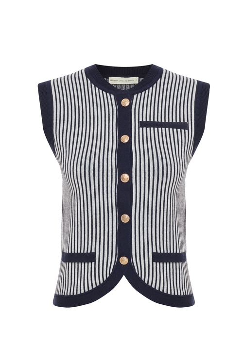  ÇİZGİLİ KOLSUZ TRİKO HIRKA