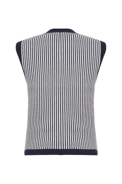  ÇİZGİLİ KOLSUZ TRİKO HIRKA