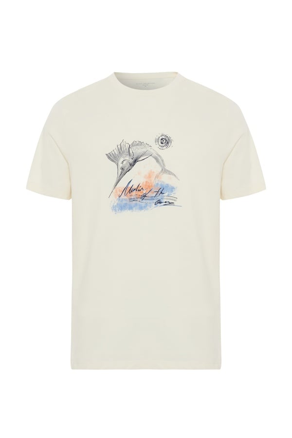 BASKILI BİSİKLET YAKA T-SHIRT