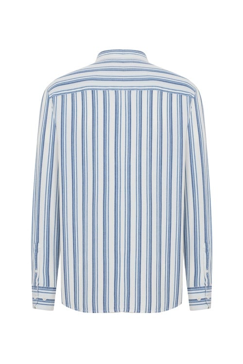  LİYOSEL KARIŞIMLI ÇİZGİLİ REGULAR FIT GÖMLEK