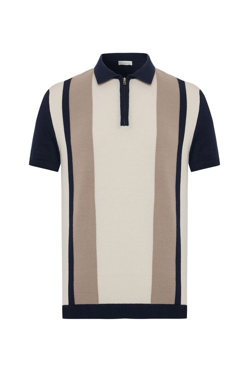  RENK BLOKLU POLO YAKA KISA KOLLU TRİKO KAZAK