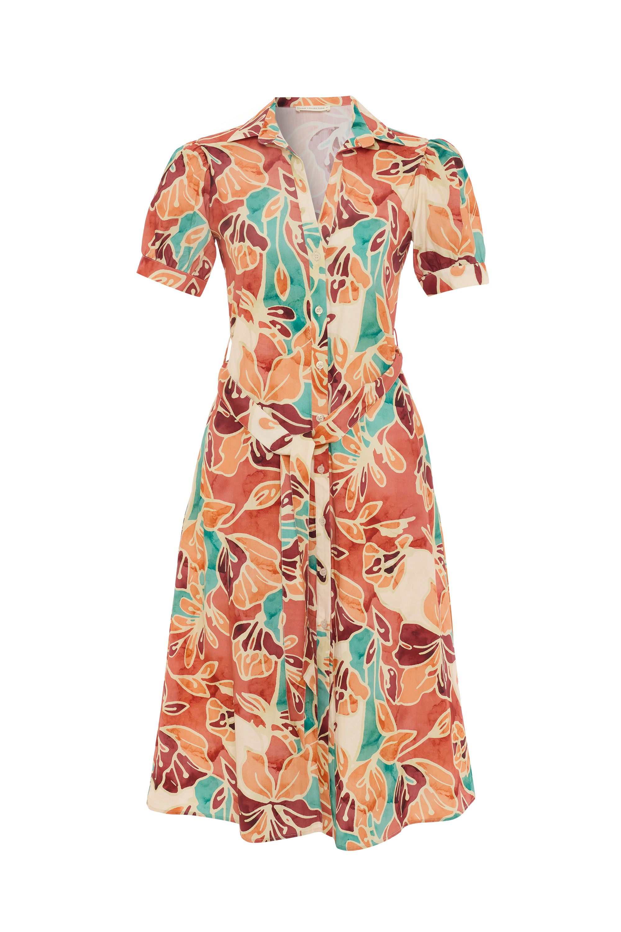 BASKILI KLOŞ MİDİ GÖMLEK ELBİSE