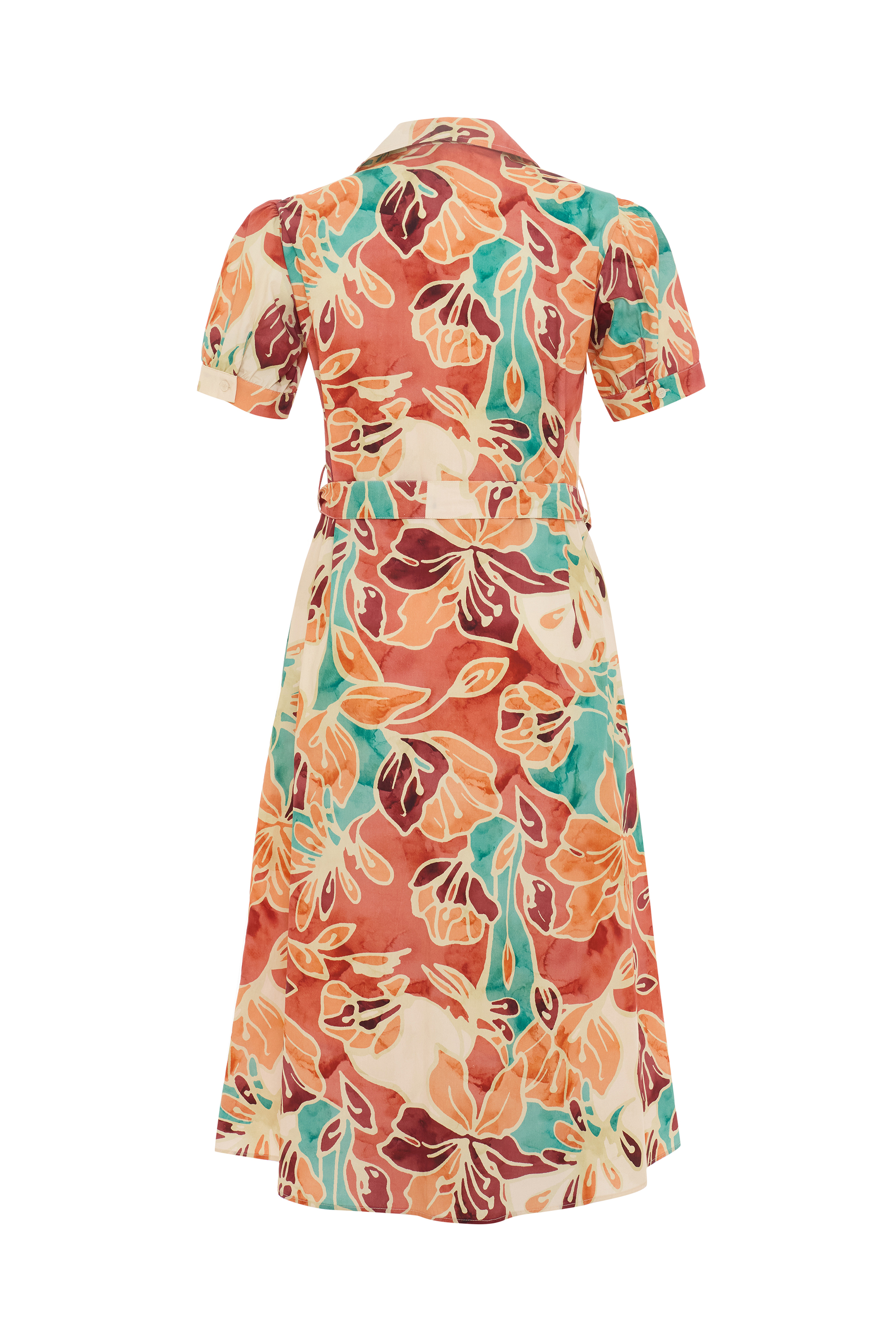 BASKILI KLOŞ MİDİ GÖMLEK ELBİSE