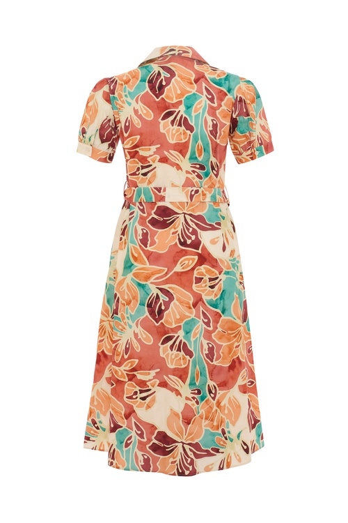  BASKILI KLOŞ MİDİ GÖMLEK ELBİSE