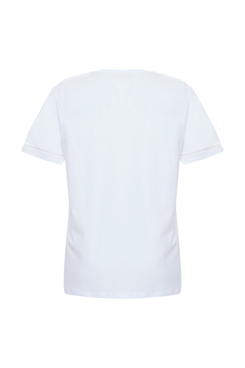  DANTEL DETAYLI BİSİKLET YAKA T-SHIRT