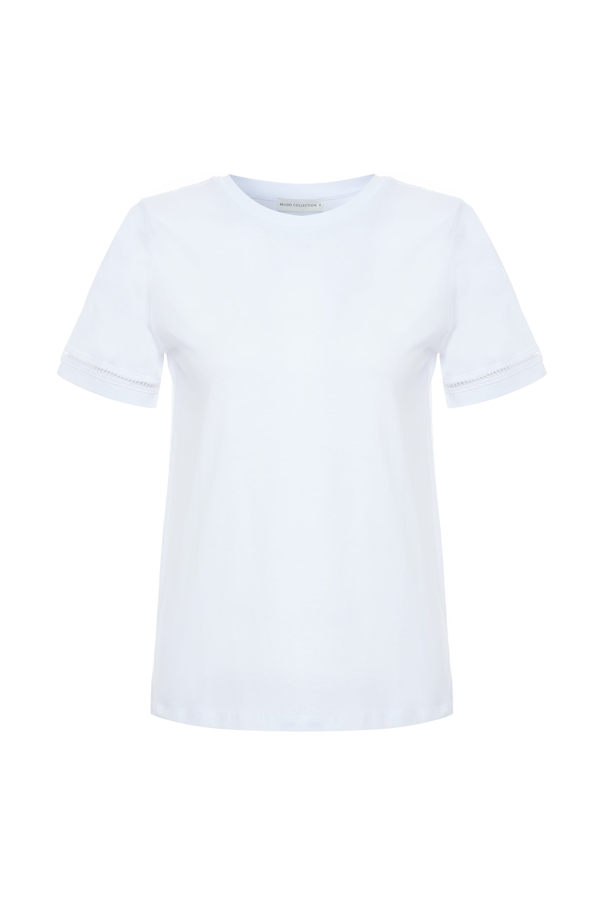 DANTEL DETAYLI BİSİKLET YAKA T-SHIRT