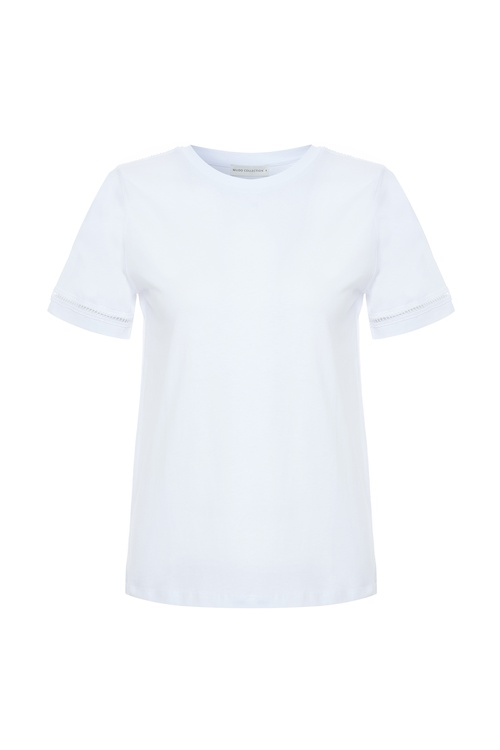  DANTEL DETAYLI BİSİKLET YAKA T-SHIRT