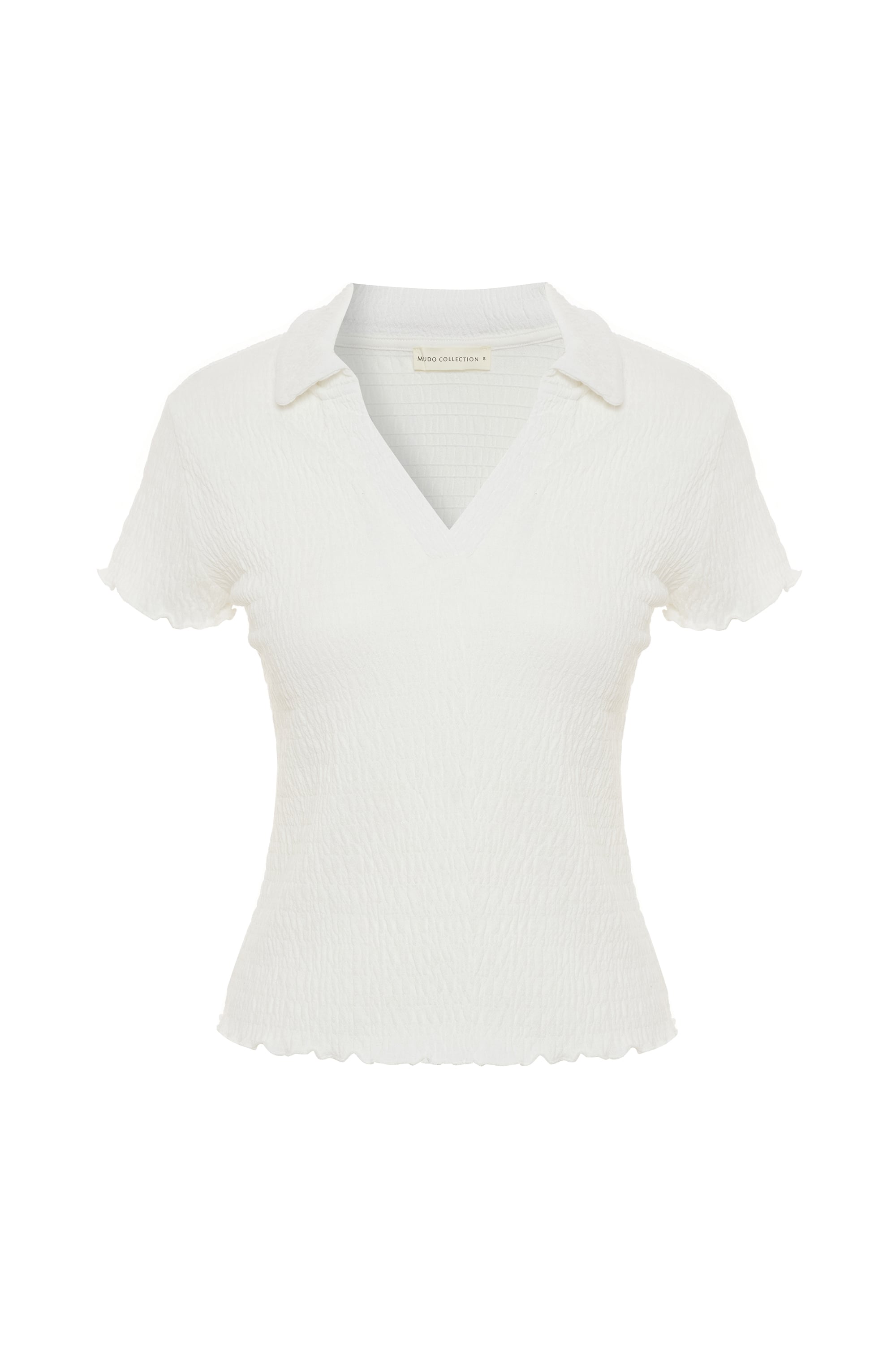 POLO YAKA DOKULU KISA KOLLU BLUZ