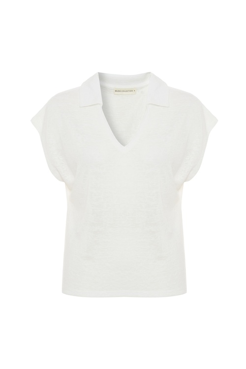  V YAKA DÜŞÜK KOL BLUZ