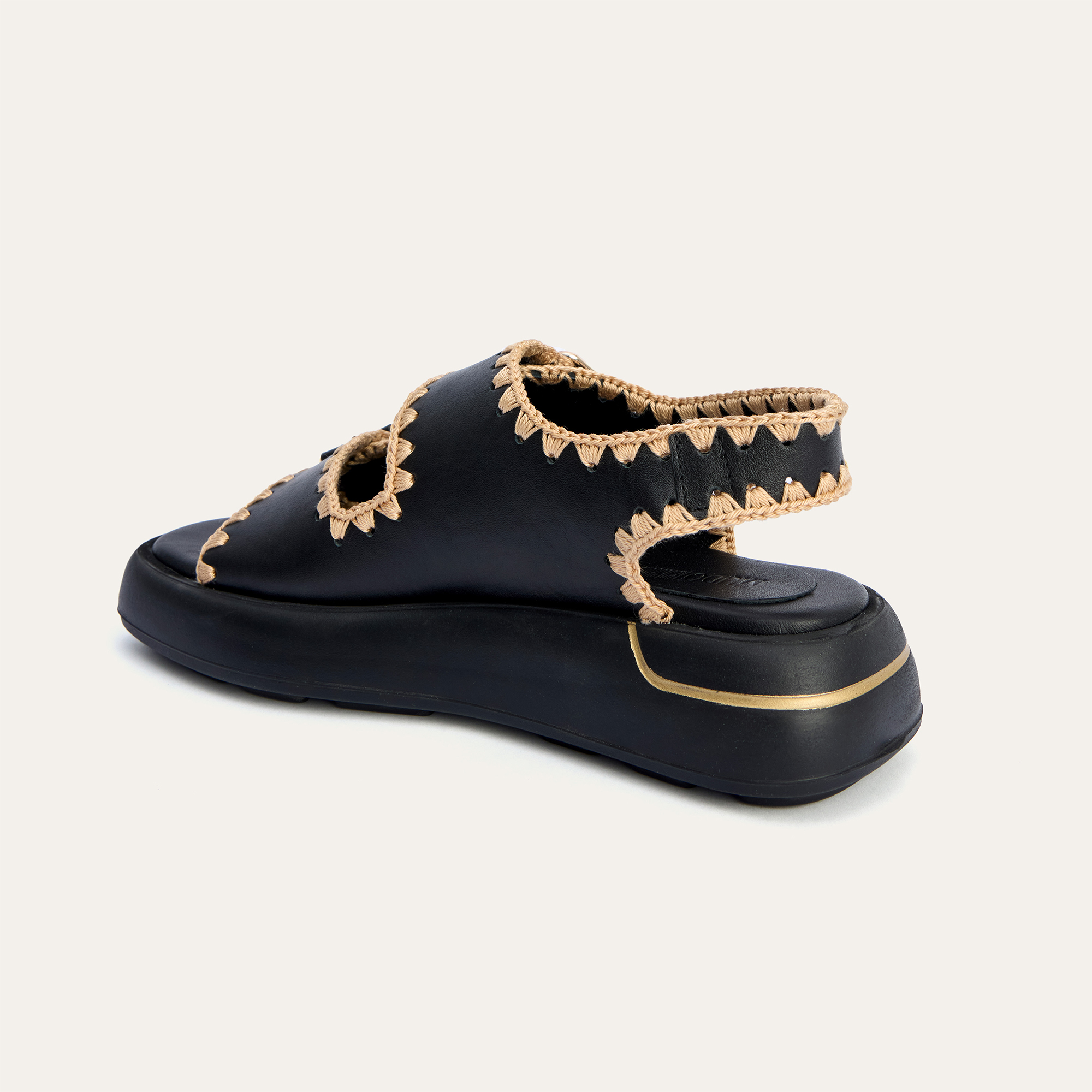 HAKİKİ DERİ ÖRGÜ DETAYLI SANDALET