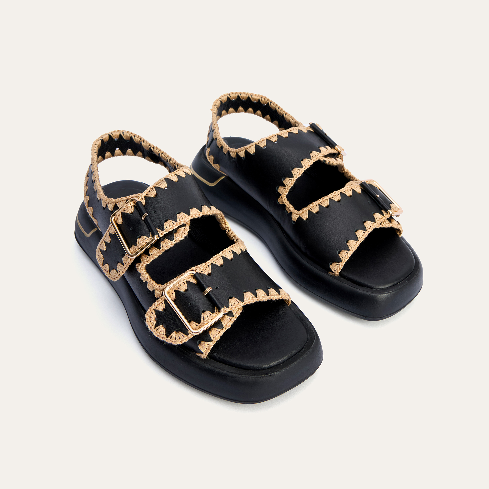 HAKİKİ DERİ ÖRGÜ DETAYLI SANDALET