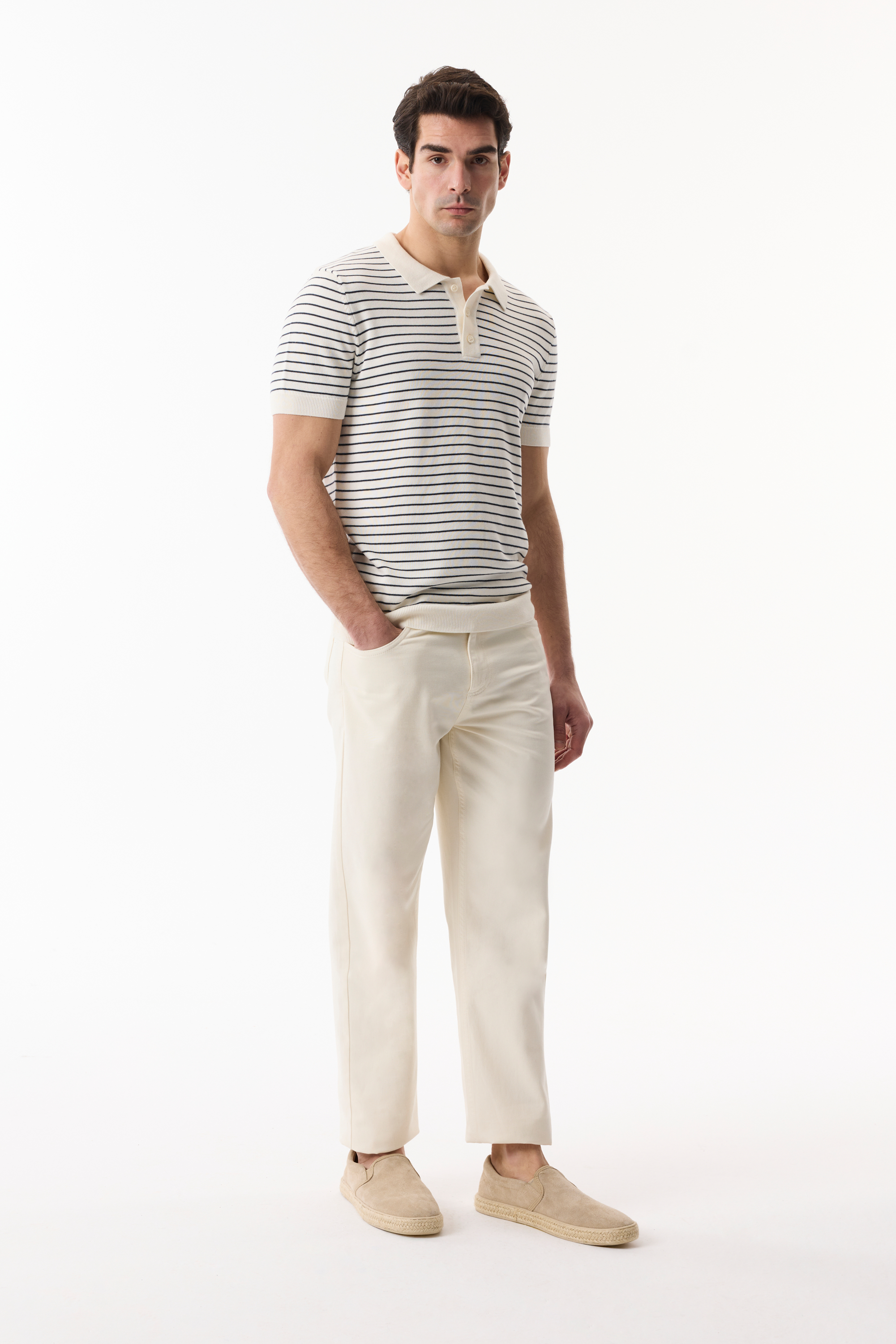 ÇİZGİLİ POLO YAKA KISA KOLLU TRİKO KAZAK