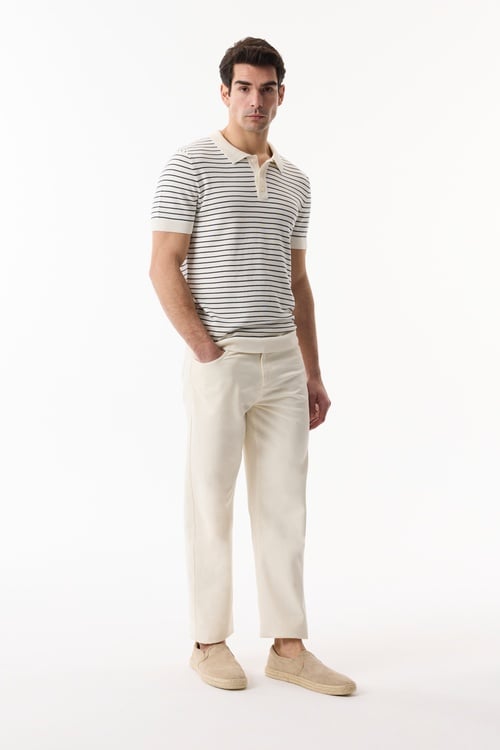  ÇİZGİLİ POLO YAKA KISA KOLLU TRİKO KAZAK