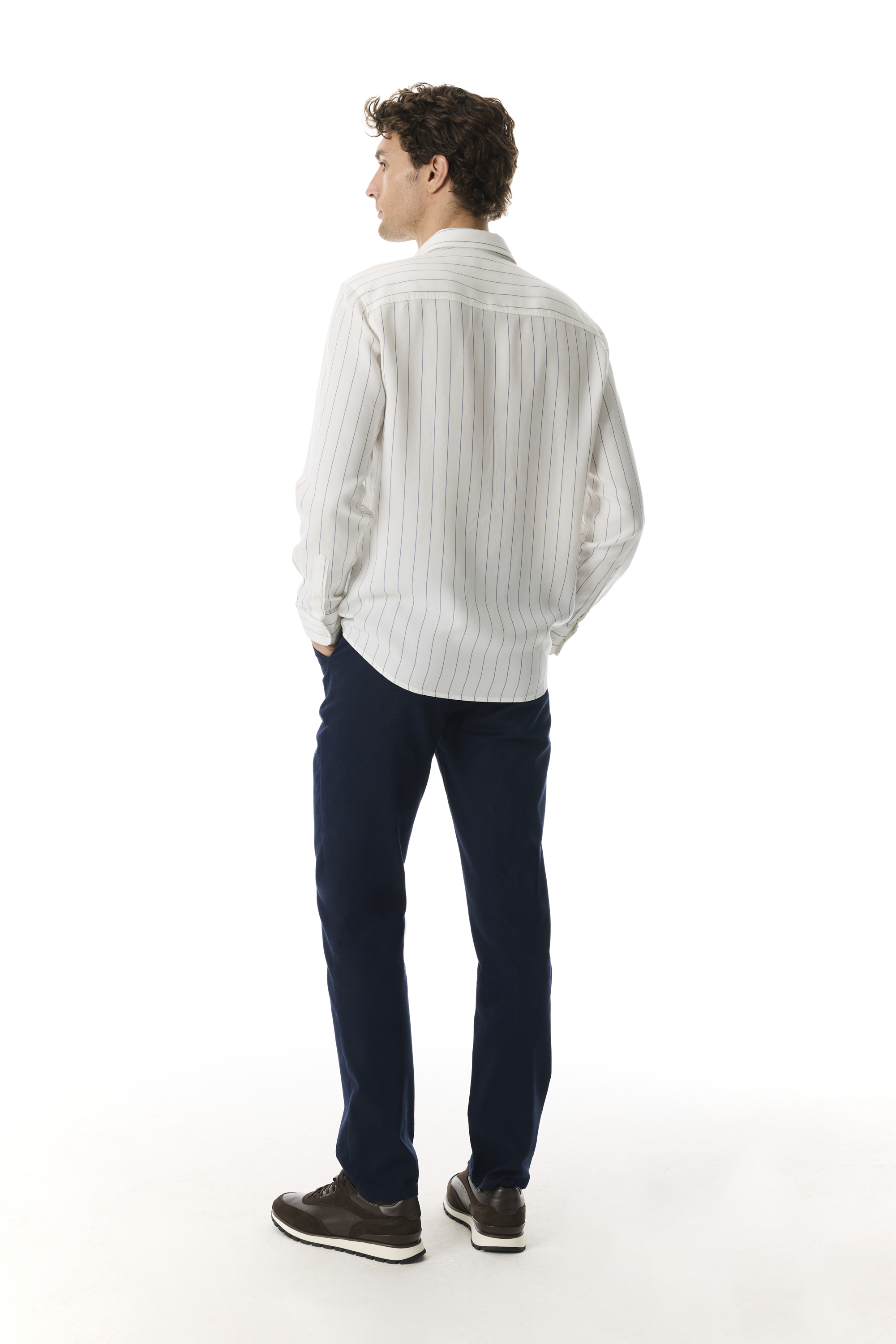 ÇİZGİLİ REGULAR FIT LİYOSEL UZUN KOLLU GÖMLEK