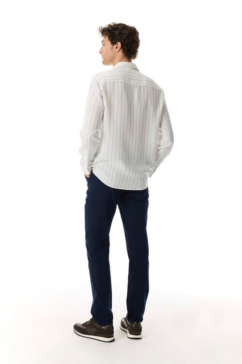  ÇİZGİLİ REGULAR FIT LİYOSEL UZUN KOLLU GÖMLEK