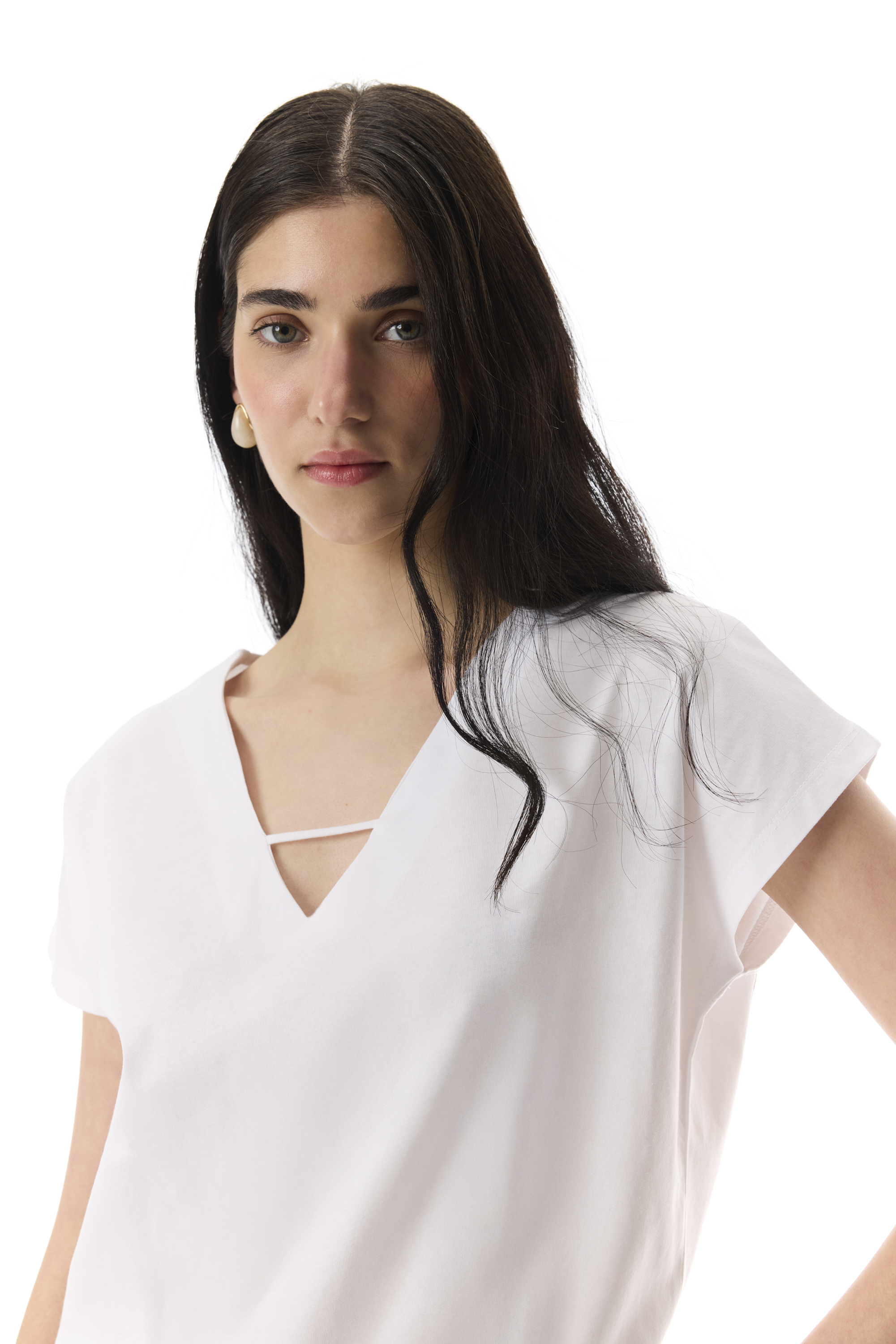 V YAKA LOOSE FIT KISA KOLLU T-SHIRT