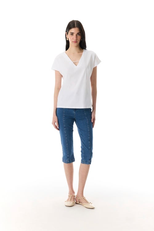  V YAKA LOOSE FIT KISA KOLLU T-SHIRT