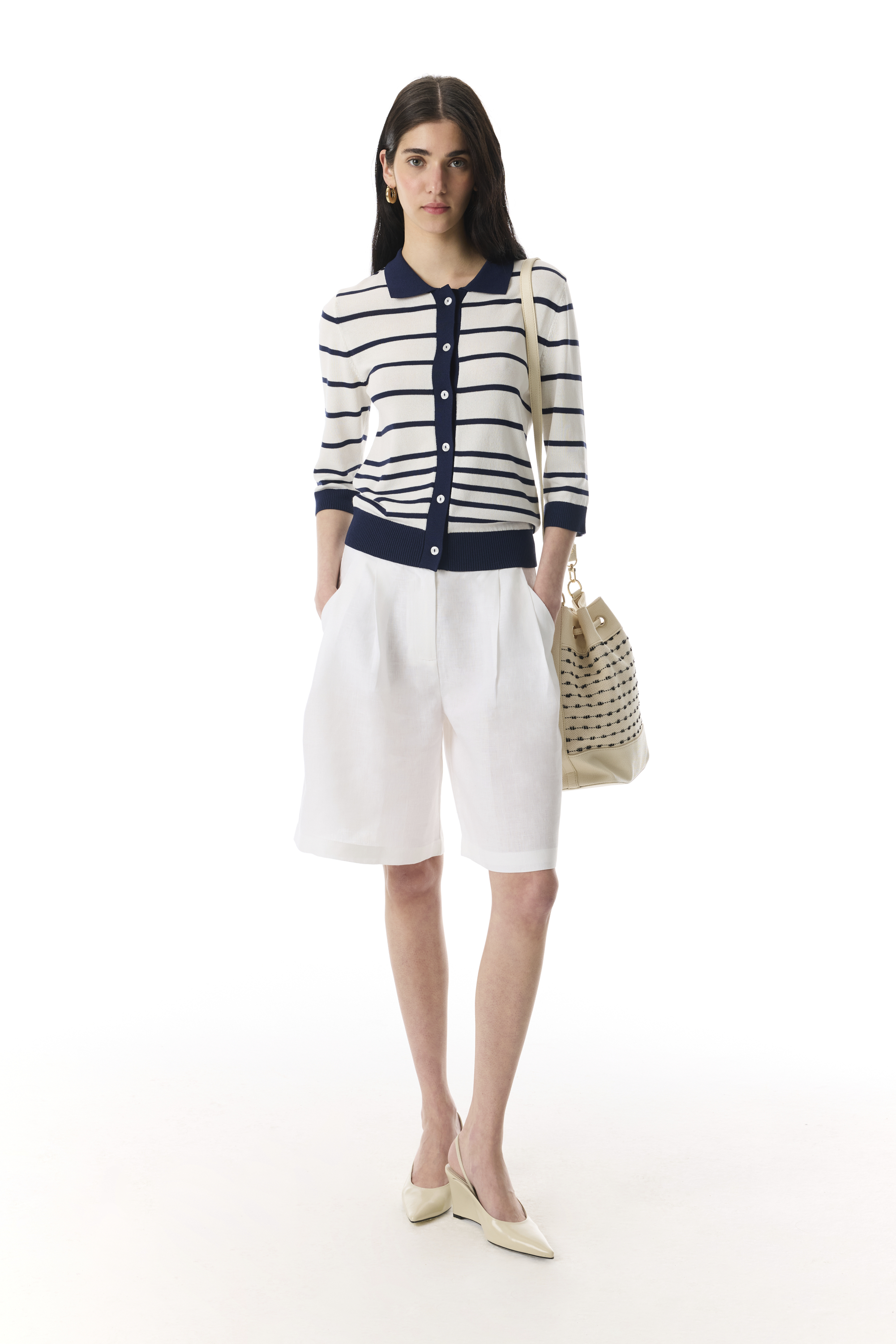 ÇİZGİLİ POLO YAKA KISA KOLLU TRİKO KAZAK