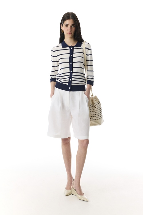  ÇİZGİLİ POLO YAKA KISA KOLLU TRİKO KAZAK