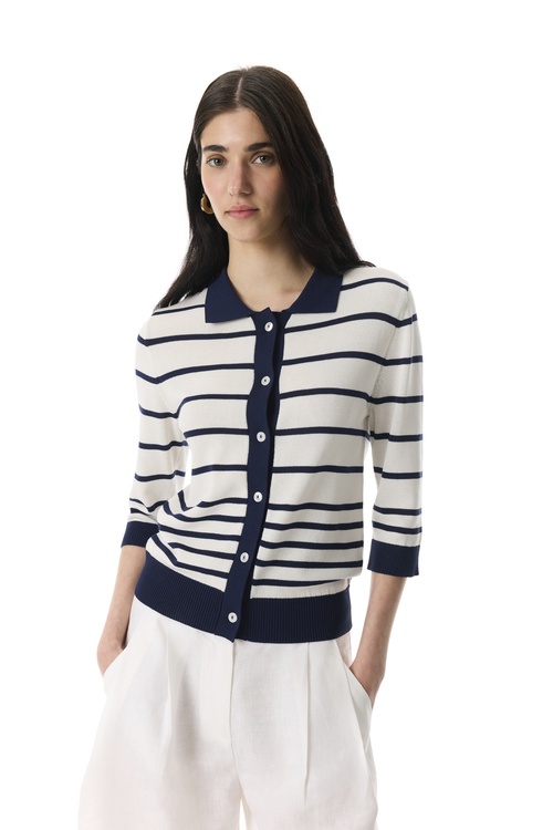  ÇİZGİLİ POLO YAKA KISA KOLLU TRİKO KAZAK