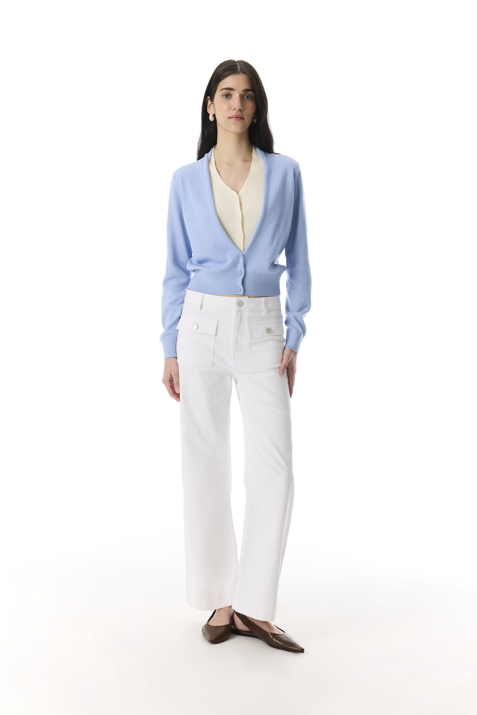 CEP DETAYLI CROPPED FLARE FIT PANTOLON