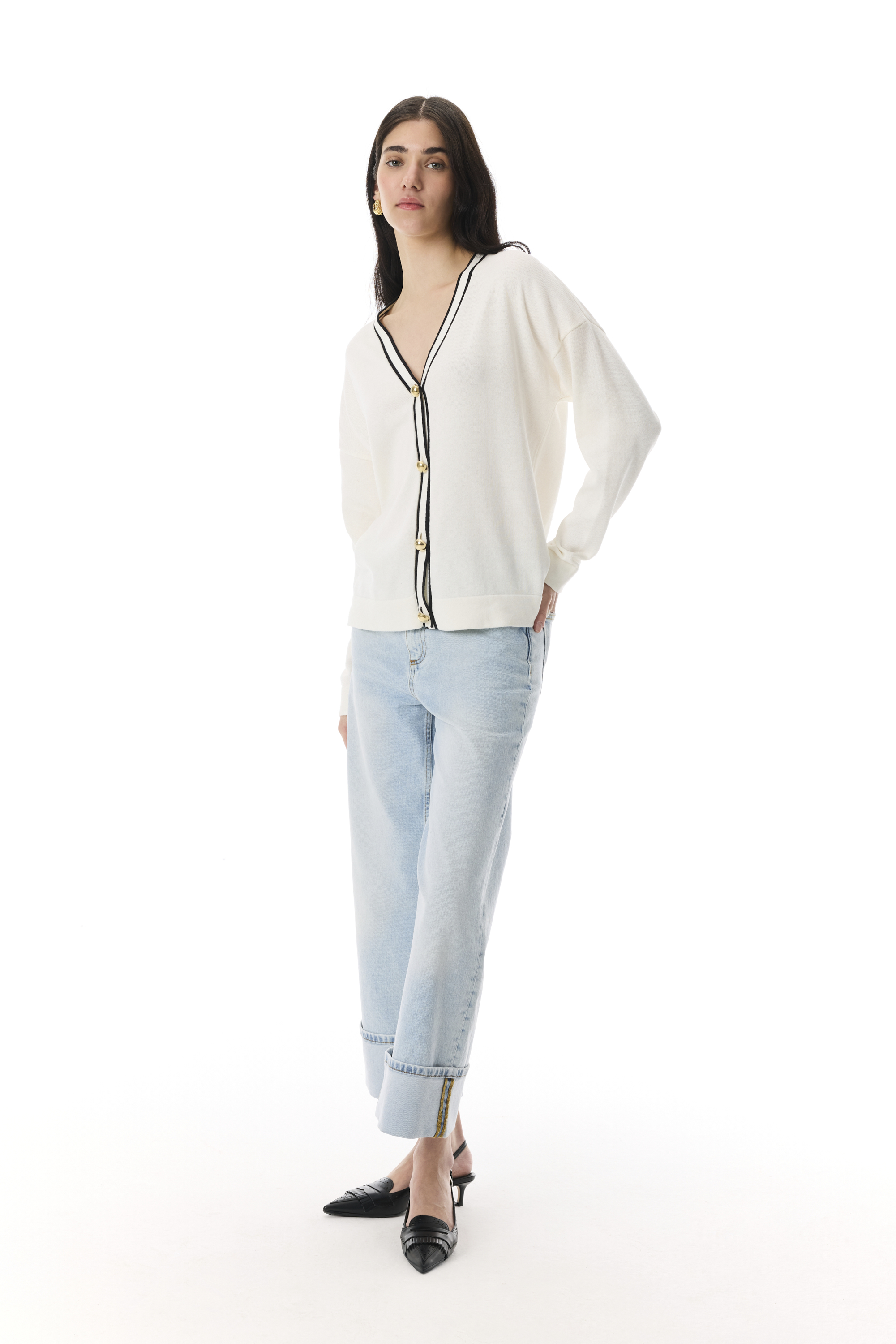 ŞERİT DETAYLI V YAKA HIRKA