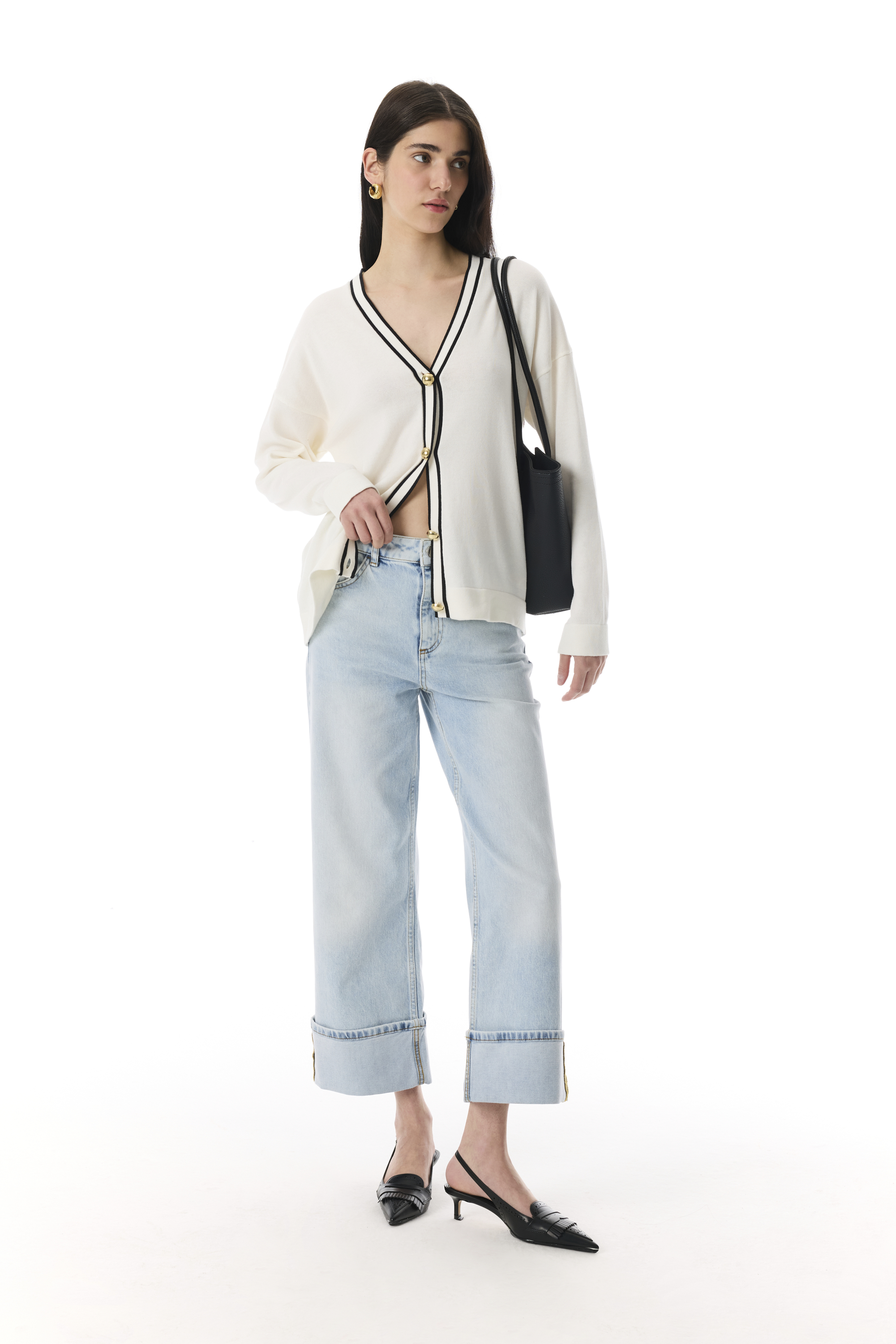 ŞERİT DETAYLI V YAKA HIRKA