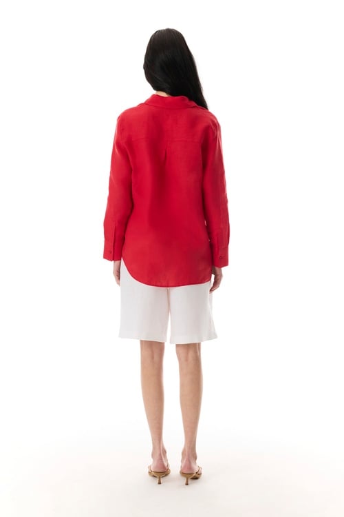  REGULAR FIT UZUN KOLLU KETEN GÖMLEK