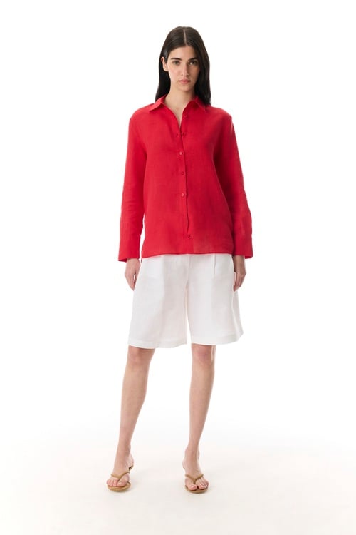  REGULAR FIT UZUN KOLLU KETEN GÖMLEK