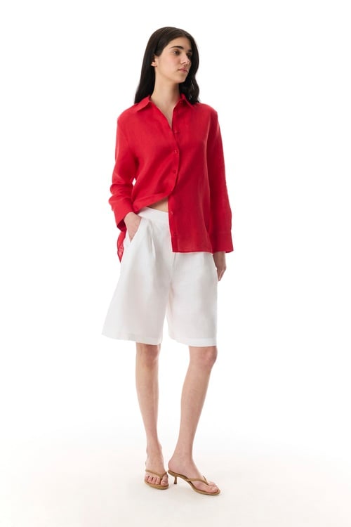  REGULAR FIT UZUN KOLLU KETEN GÖMLEK