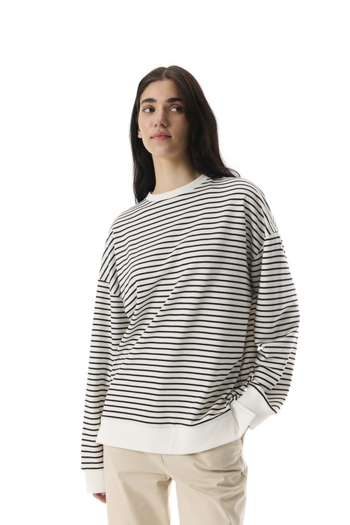  ÇİZGİLİ BİSİKLET YAKA LOOSE FIT SWEATSHIRT