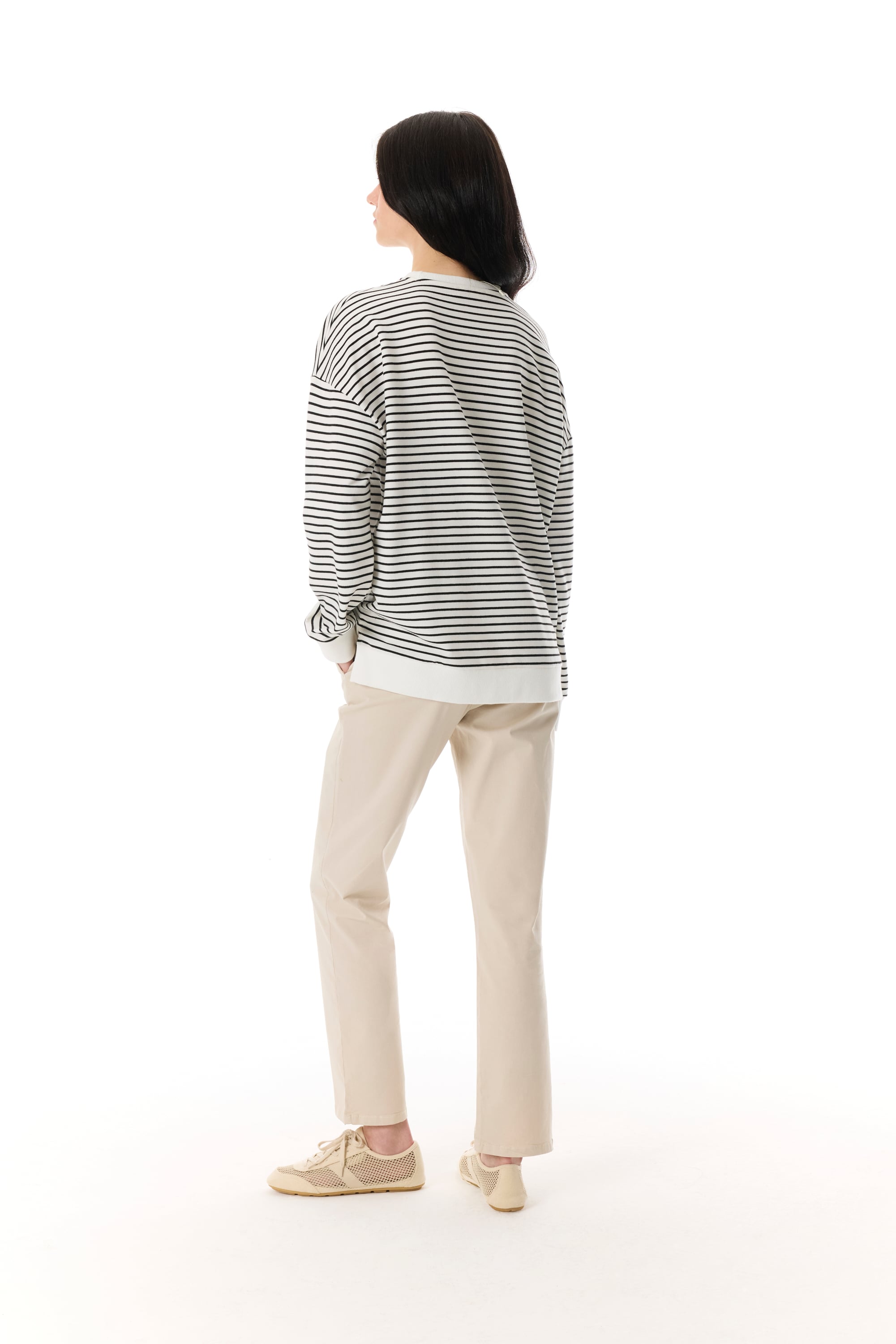 ÇİZGİLİ BİSİKLET YAKA LOOSE FIT SWEATSHIRT