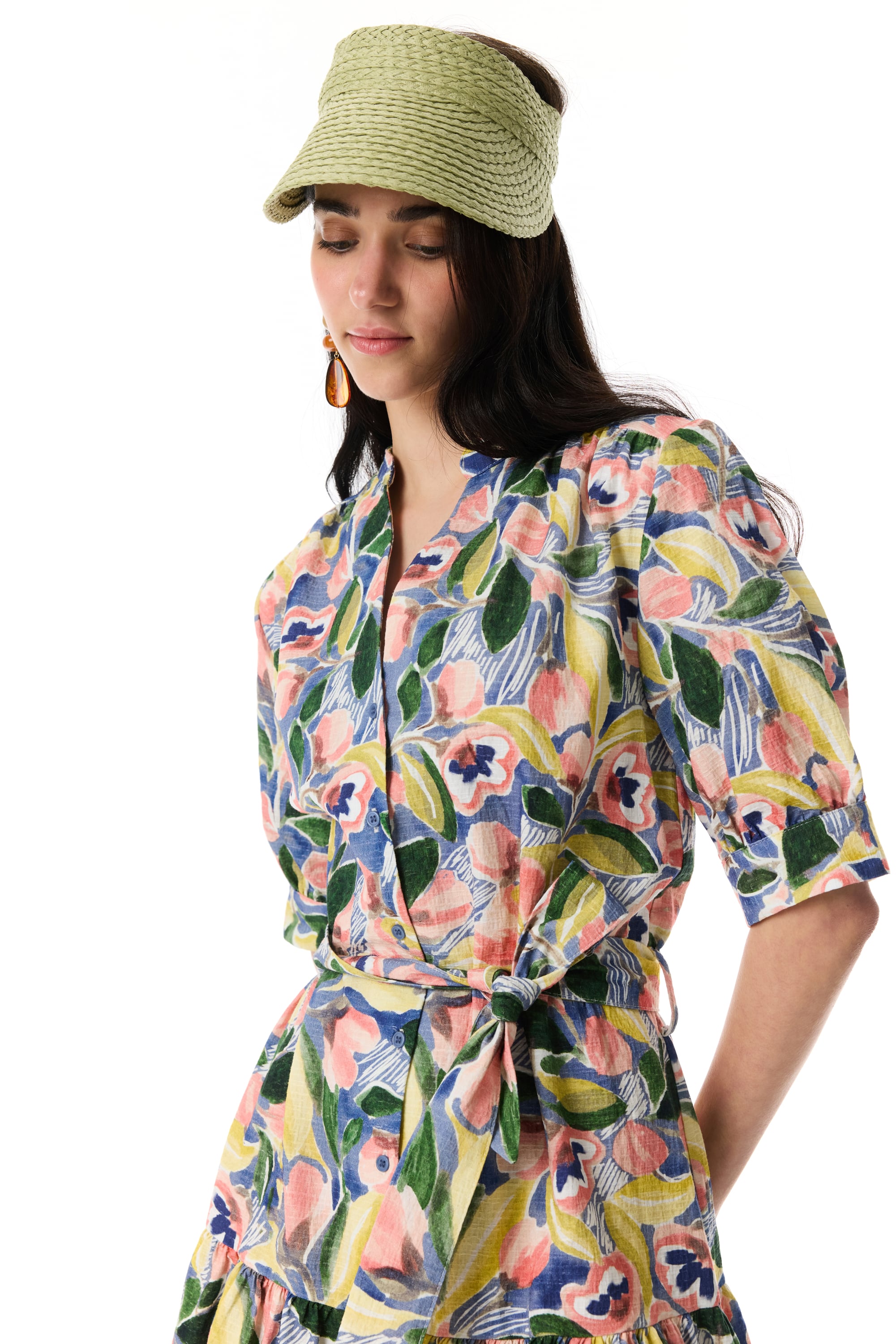 FLORAL BASKILI MİNİ KLOŞ ELBİSE