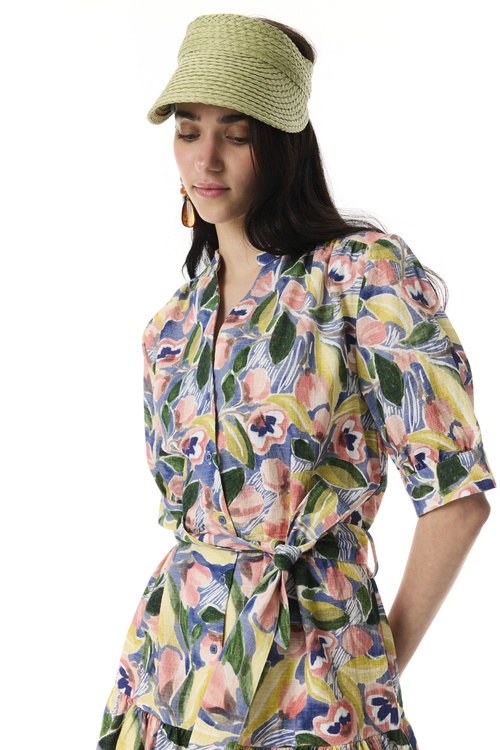  FLORAL BASKILI MİNİ KLOŞ ELBİSE