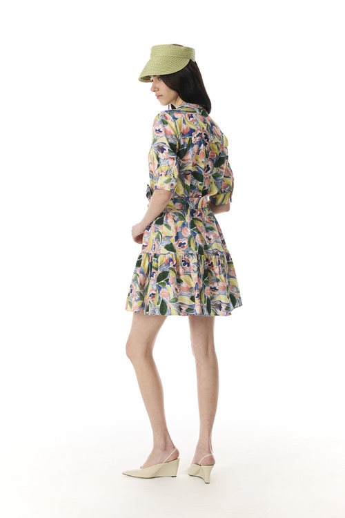  FLORAL BASKILI MİNİ KLOŞ ELBİSE