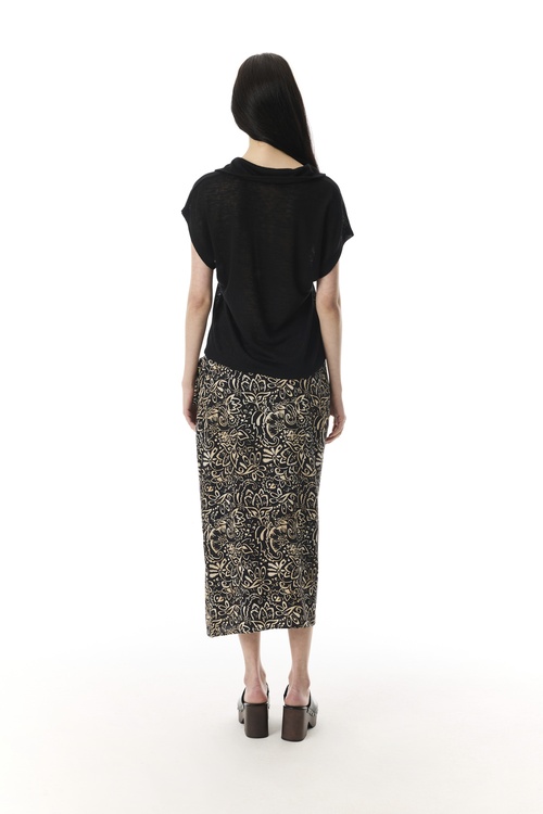  ETNİK BASKILI BAĞLAMA DETAYLI MİDİ ETEK