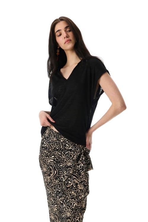  ETNİK BASKILI BAĞLAMA DETAYLI MİDİ ETEK